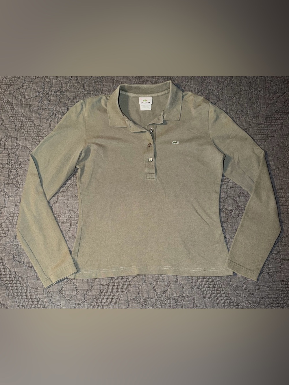 Vintage Lacoste Long-Sleeve Polo in Olive Green Women’s Size-42/XL